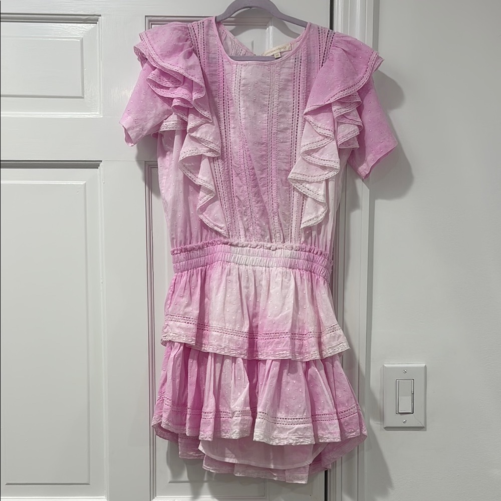 LoveShackFancy Pink Layered Ruffle Dress